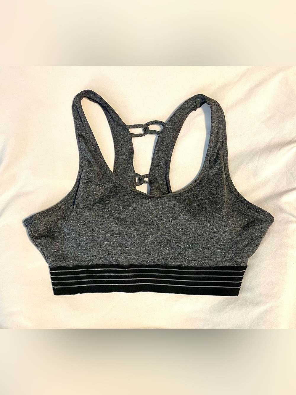 *EUC* AVIA Racerback Sports Bra - Women’s Size L - Heathered Gray - Med Support